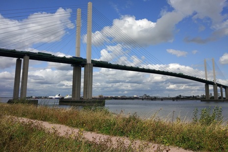 Photograph of the QEII bridge.
