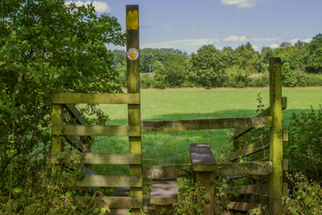 Gate and stile on a footpath in the countryside