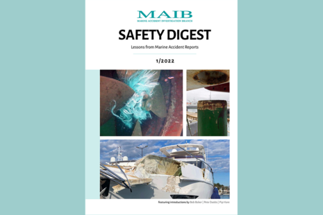 The front cover of MAIB's safety digest publication on a tinted green background