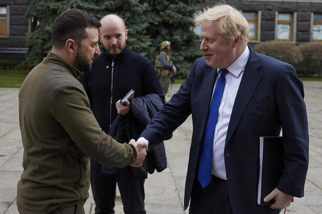 Prime Minister Boris Johnson meets Volodymyr Zelensky in Kyiv, Ukraine. 