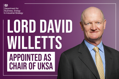 Lord David Willetts appointed as Chair of UKSA