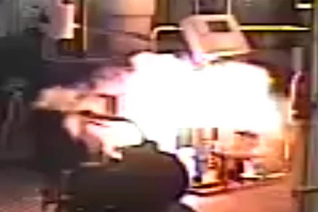 CCTV footage of ro-ro passenger ferry Wight Sky's engine room fire burning