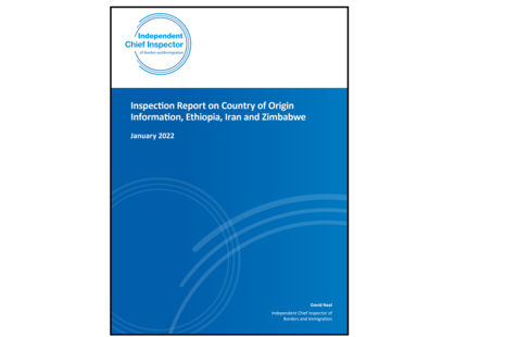 Inspection Report on Country of Origin Information, Ethiopia, Iran and Zimbabwe. January 2022 Report Cover