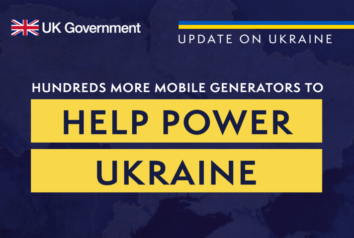 Graphic that says hundreds more mobile generators to help power Ukraine
