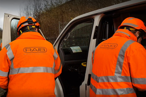 RAIB staff in orange high viz safety clothing
