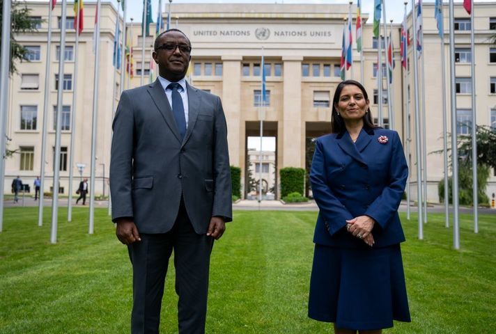 An image of the Home Secretary and Rwandan Minister Biruta's visit to Geneva.