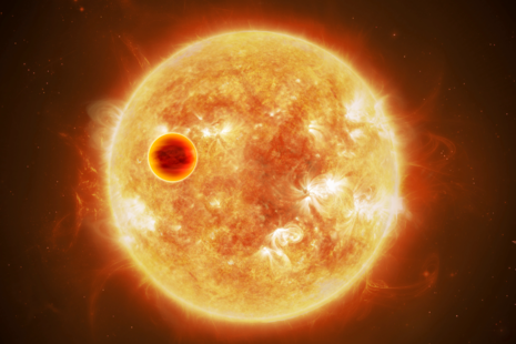 Artist's impression of exoplanet in front of star