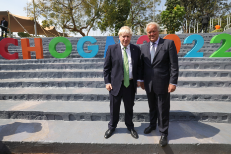 rime Minister Boris Johnson at CHOGM 2022 with the Chairman of Commonwealth Enterprise and Investment Council, Lord Marland. 