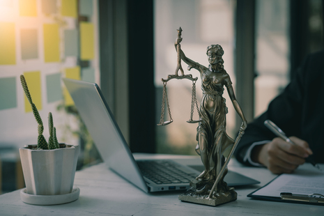 Lady justice and a laptop