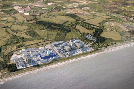 CGI aerial overview of Sizewell C