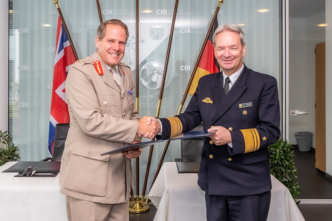 Lieutenant General Coping-Symes with Vice Admiral Dr Thomas Daum