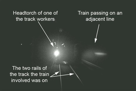 Forward-facing CCTV from the train involved in the near miss (courtesy of GB Railfreight)