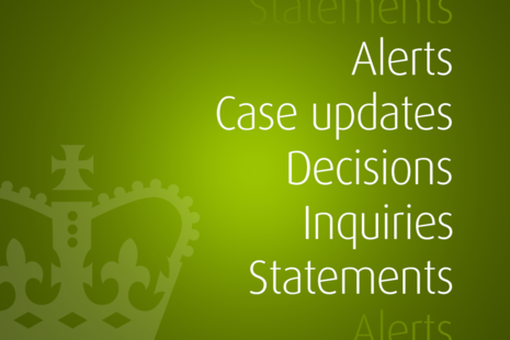 Reads: Alerts, Case updates, Decisions, Inquiries and Statements