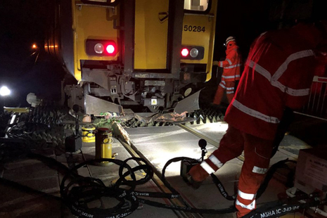 The derailed train following the collision (image courtesy of Network Rail)