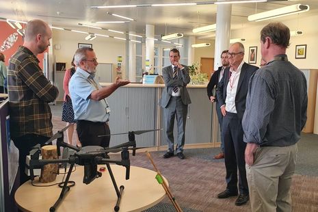 Government Chief Scientific Adviser Sir Patrick Vallance was given a tour of Fera Science and this image shows Sir Patrick being introduced to Fera’s work on land use and natural capital assessments. 