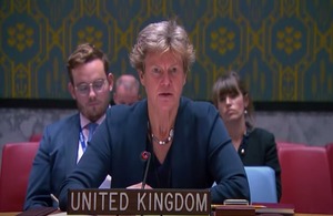 UK Ambassador Barbara Woodward speaks at the Security Council on Wednesday