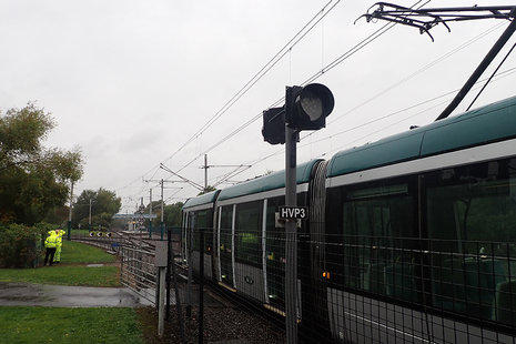 Image of tram at location of the incident