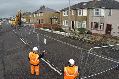 Safety works being undertaken at Saltcoats, Ayrshire, Scotland