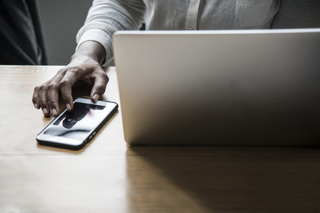 Business person at laptop