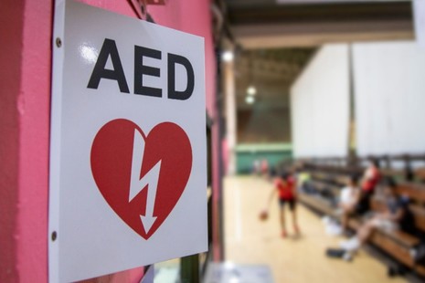 AED outside a school gym