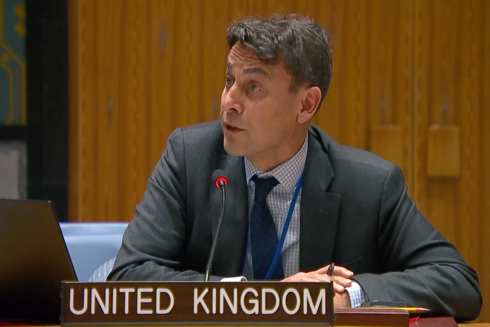 UK Legal Adviser Chanaka Wickremasinghe speaks at the UN Security Council