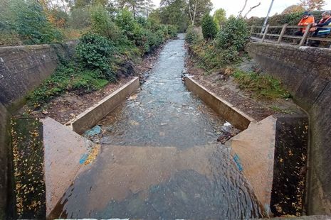 Snake Lane - completed fish pass project in the River Derwent in Derbyshire.