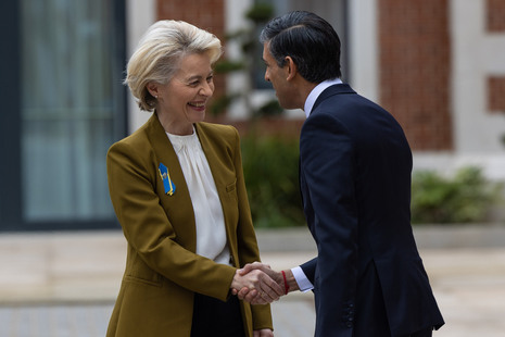 The Prime Minister Rishi Sunak welcomes the President of the European Commission Ursula von der Leyen to Windsor to discuss the Northern Ireland talks.