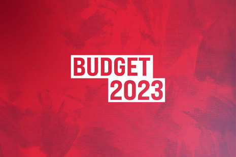 Budget 2023 on red background