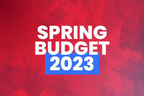 Spring Budget 2023 on red background