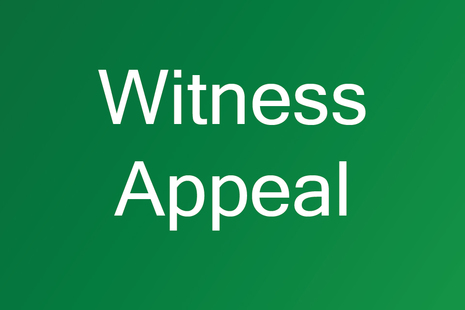 RAIB witness appeal large white text on dark green background