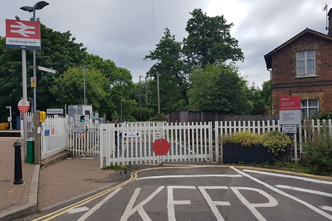 Farnborough North footpath level crossing, shown to the left of the image and adjacent to a user worked crossing which was not involved in the incident.