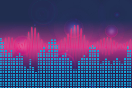 Music streaming image showing pink and blue colours 