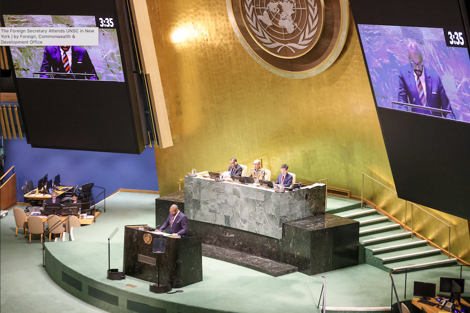 Министр иностранных дел Джеймс Клеверли выступает на Генеральной Ассамблее ООН