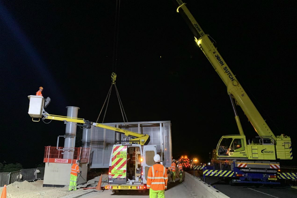 Contraflow keeps motorway open as huge gantries installed for M6 ...