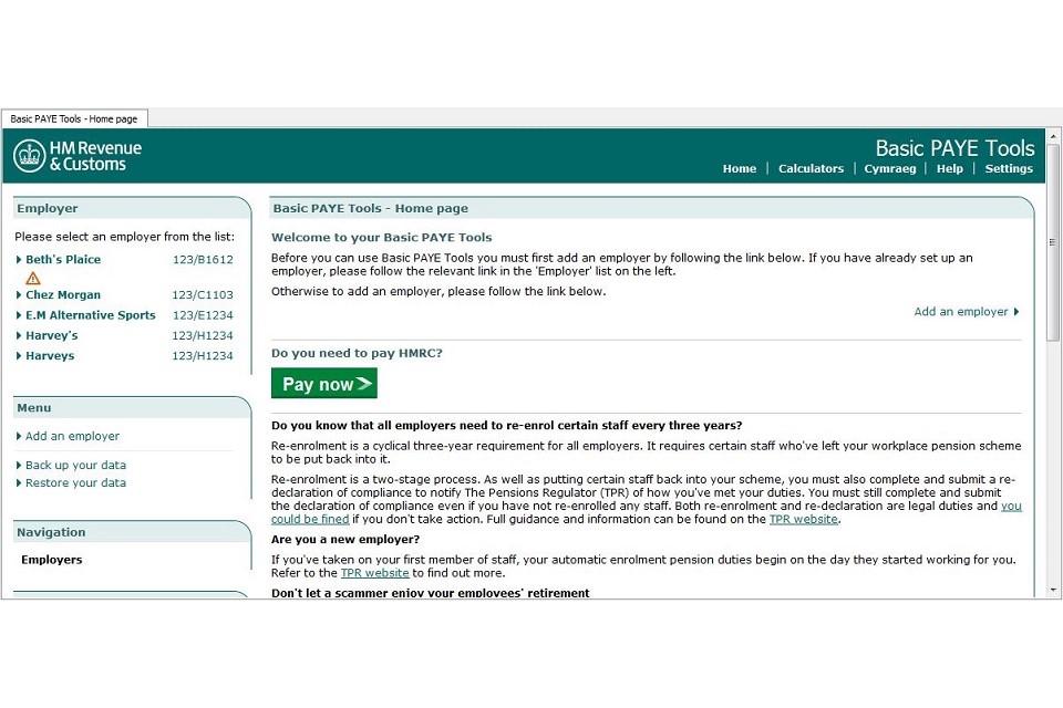 Basic Paye Tools User Guide Gov Uk