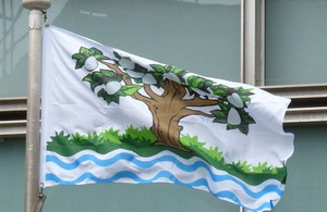 Worcestershire flag flying outside Eland House