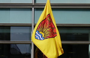 Suffolk flag flying outside Eland House