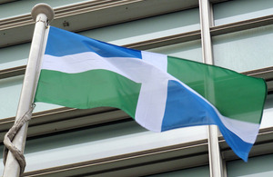 Oxfordshire flag flying outside Eland House