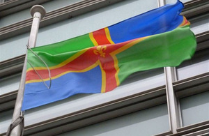 Lincolnshire flag flying outside Eland House