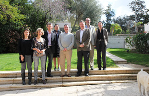 Delegation of industry scientists from the British pharmaceutical firm GlaxoSmithKline with British Ambassador to Israel Matthew Gould, UK-Israel Tech Hub Director Naomi Krieger and Biomed Manager, Dr Iris Geffen-Gloor.