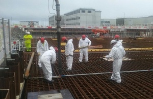 First concrete pour since lockdown on the SRP project on the Sellafield site.