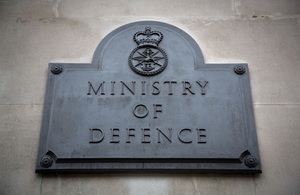 The plaque outside the South Door of the Ministry of Defence Main Building in Whitehall, London.