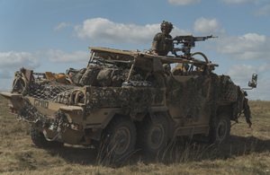 Soldiers from the Light Dragoons and 2 Royal Anglian training on Salisbury Plain