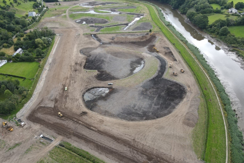 An aerial view of the construction site at Calstock