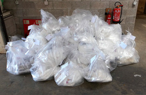 An estimated 250kg of cocaine and 169kg of amphetamine was discovered