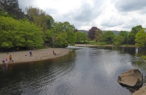 People bathing at the River Wharfe