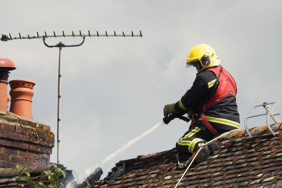 Fireman on roof