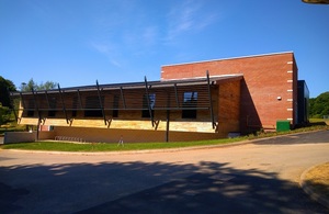 Exterior of the newly build red brick physical training centre.