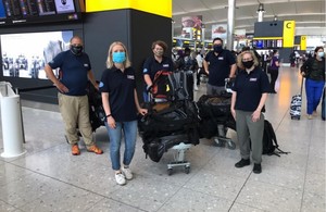 UK Emergency Medical Team members at Heathrow airport ahead of their flight to Beirut