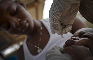A child is vaccinated against polio in Sierra Leone in 2016. Picture: Gavi/Kate Holt